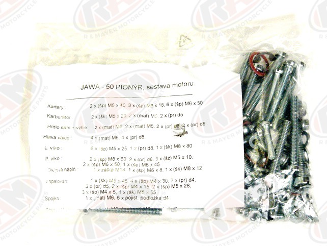 Sada šroubů motoru Jawa 50
