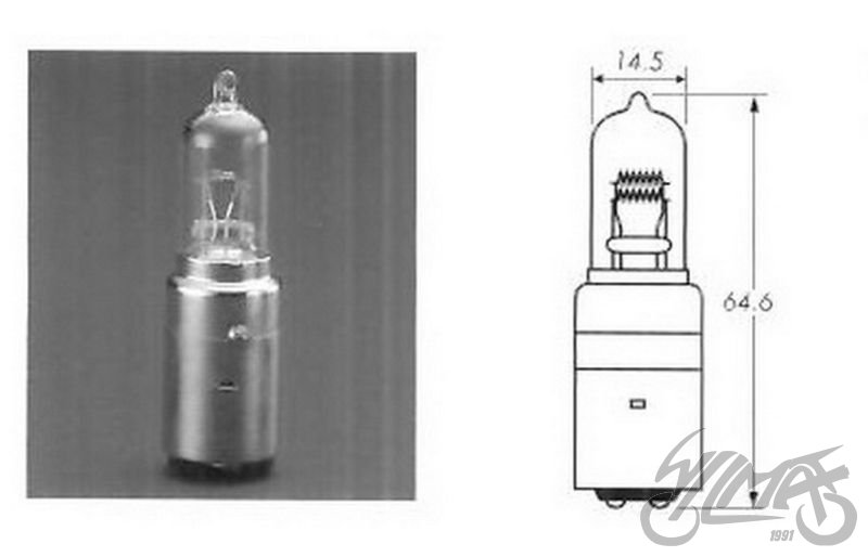 Žárovka 12V 18/18W H6 BA20D - modré sklo