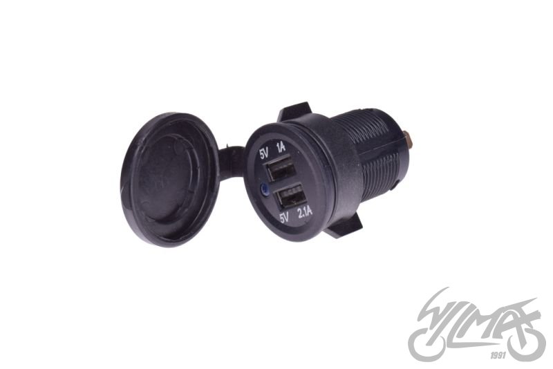 Motocyklová zásuvka s USB konektorem - DOUBLE