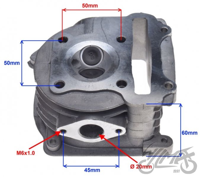 Hlava válce GY6 80cm3 s ventily