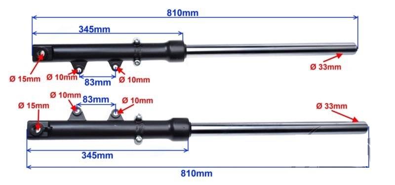 Přední vidlice motocyklu Zipp Pro 50