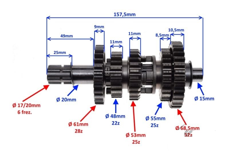 Hřídel převodovky SHINERAY XY250ST-4B
