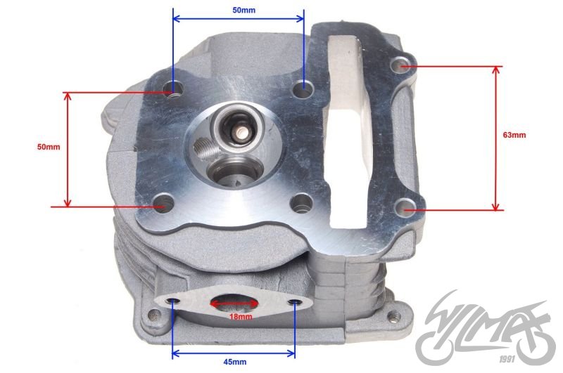 Hlava válce čínské 4T skútry s motory GY6 50cm3