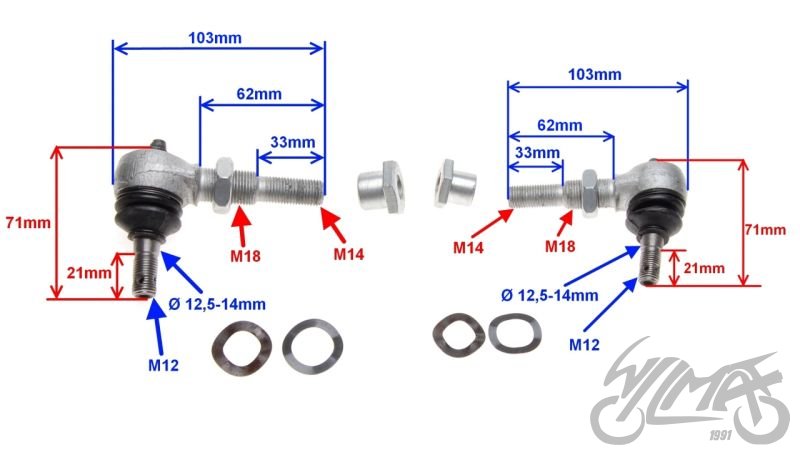 Čepy řízení ATV 150