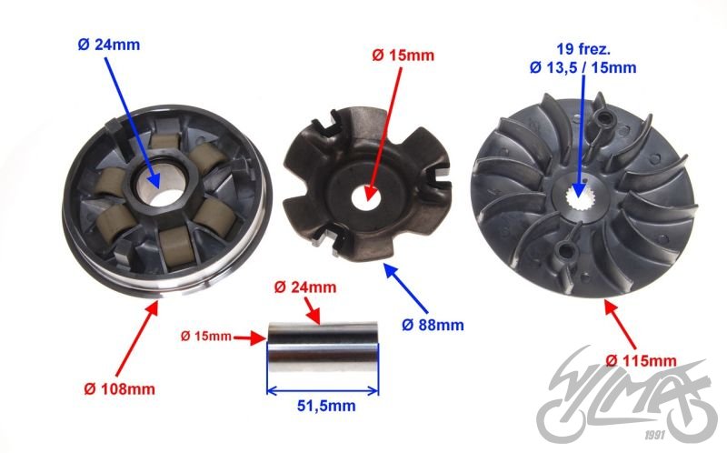 Variátor 4T motorů GY6 125