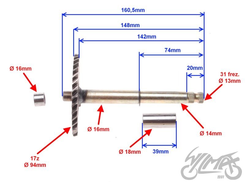 Hřídel startovací páky ATV 150