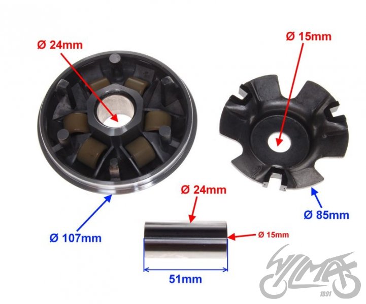 Variátor čína 4T GY6 125