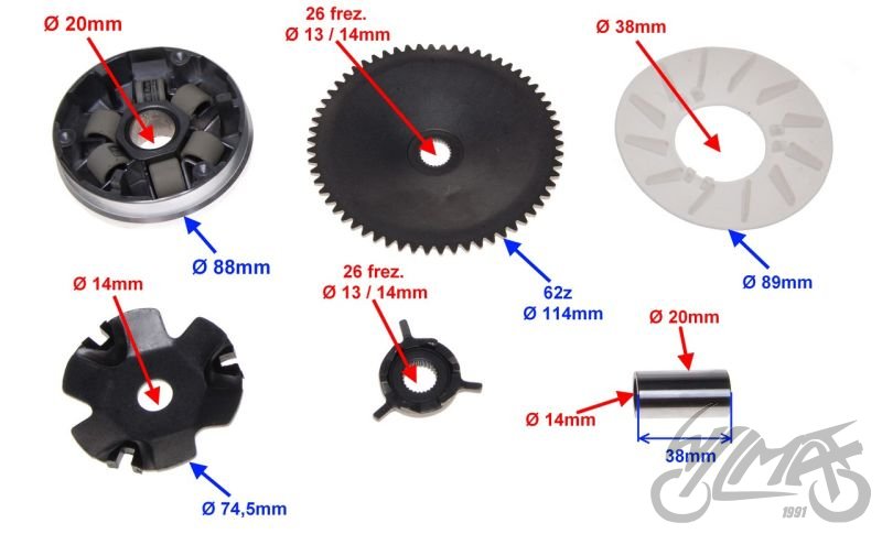 Variátor čína 4T GY6 50cm3