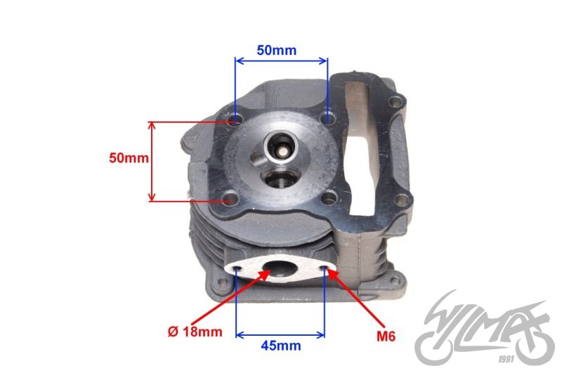 Hlava válce čínské 4T skútry s motory GY6 80cm3
