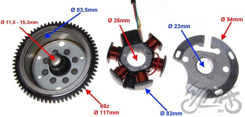 Zapalování kompletní do AM6 Minarelli - 66 zubů