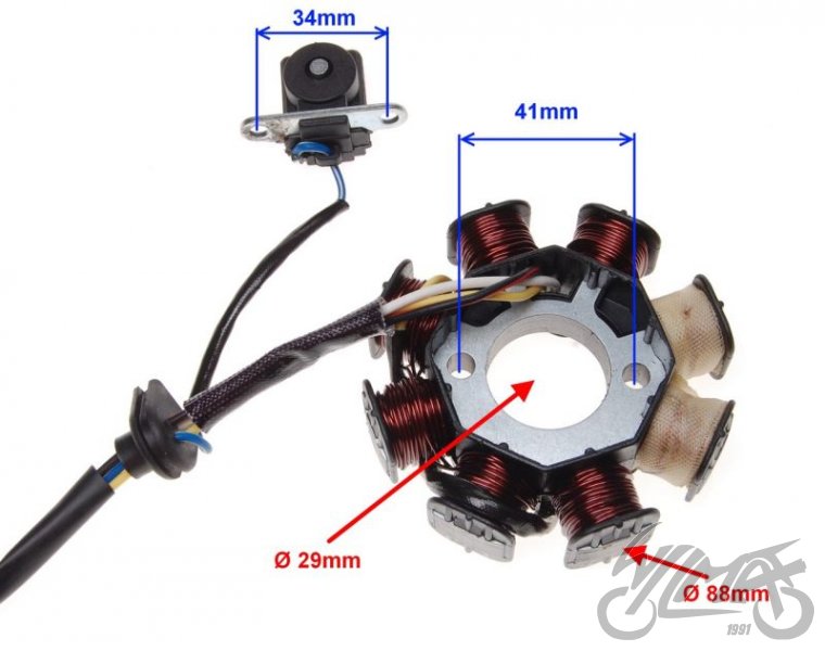 Stator zapalování osmicívkový čínské motory 4T
