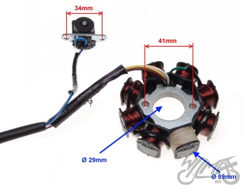 Stator zapalování osmicívkový motory GY6 125
