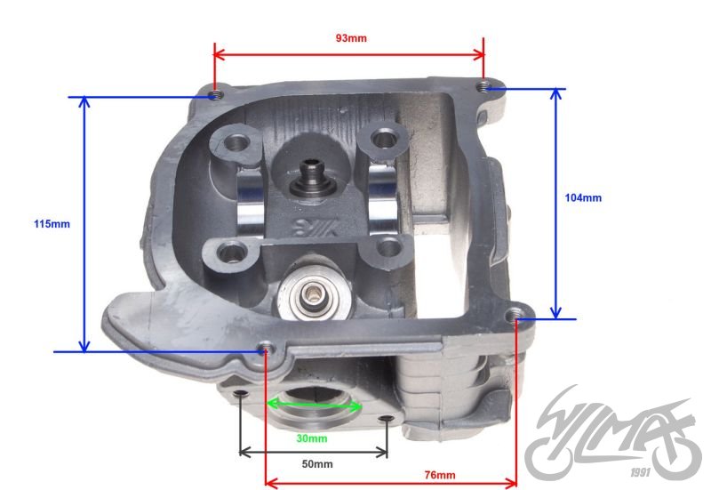 Hlava válce čínské 4T skútry s motory GY6 50cm3