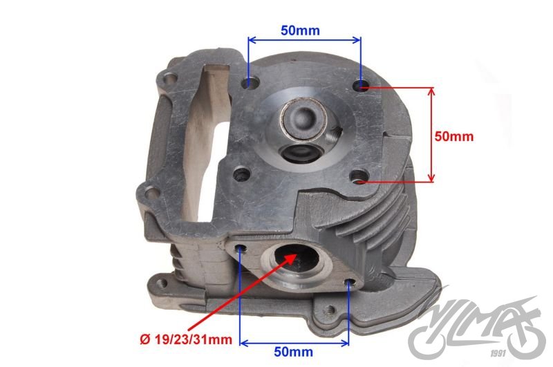 Hlava válce čínské 4T skútry s motory GY6 80cm3