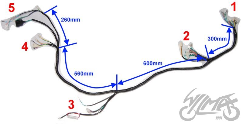 Elektroinstalace motocyklu Jonway Shotgun 50 - II. verze